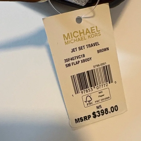 Michael Kors Brown and Dark Brown MK Logo Crossbody Bag NWT - Picture 8 of 8